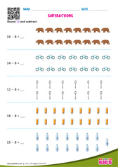 Subtracting 8 - Numbers Upto 20