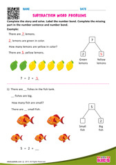 Subtraction Word Problems One Digit Number