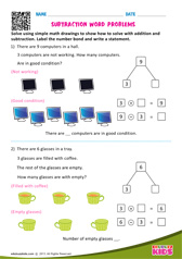 Subtraction Word Problems One Digit Number