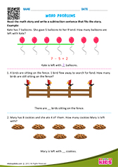 Word Problems Subtraction Sentences