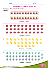 Counting by tens up to 40