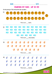 Counting by tens up to 40