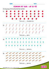 Counting by tens up to 40