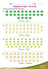 Counting by tens up to 40