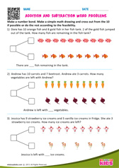 Subtraction Word Problems Write Subtraction Sentences