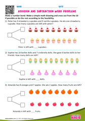 Subtraction Word Problems Write Subtraction Sentences