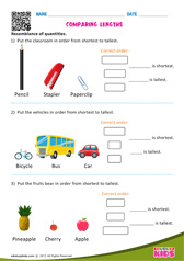 Comparing Lengths Shortest To Tallest