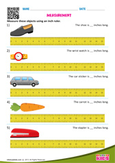 Measuring Lengths - Using Inch Ruler