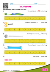 Measuring Lengths - Using Inch Ruler