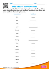 Past Tense of Irregular Verbs