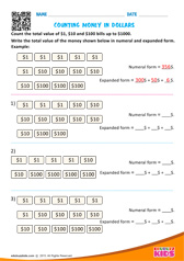 Counting money in dollars