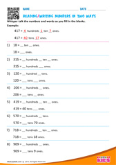 Reading Writing Numbers In Two Ways