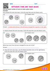 Different coins and their values