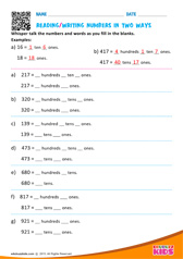 Reading Writing Numbers In Two Ways