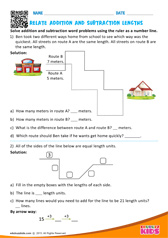 Relate addition and subtraction lengths