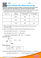 Relate addition and subtraction lengths