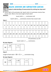 Relate addition and subtraction lengths