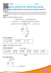 Relate addition and subtraction lengths