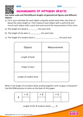 Measurements of different objects