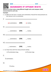 Measurements of different objects