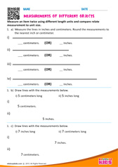 Measurements of different objects