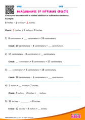 Measurements of different objects