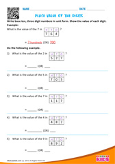 Place Value Of The Digits