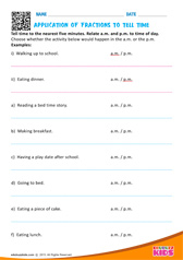 Application Of Fractions to Tell Time