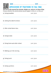 Application Of Fractions to Tell Time