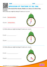 Application Of Fractions to Tell Time