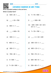 Numbers in Unit Form