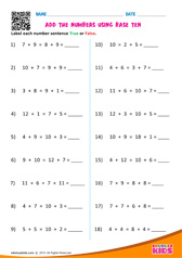 Add the numbers using base ten