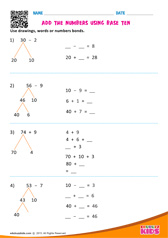 Add the numbers using base ten