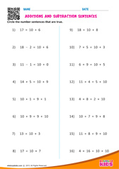 Additions and Subtraction Sentences