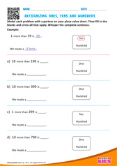 Recognizing ones, tens and hundreds