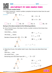 Add or Subtract by using number bonds