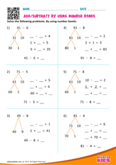 Add or Subtract by using number bonds