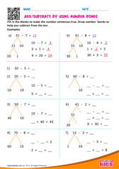 Add or Subtract by using number bonds