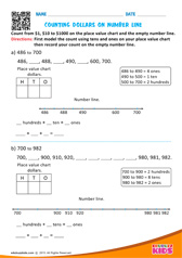 Counting Dollars on Number line
