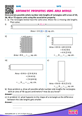 Arithmetic properties using area models
