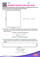 Arithmetic properties using area models