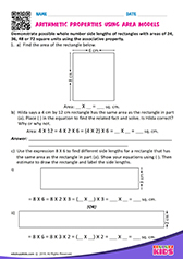 Arithmetic properties using area models