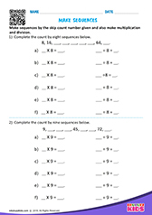 Make sequences by the skip counting