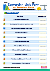 Converting Numbers Unit form to Standard Form