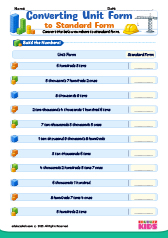 Converting Numbers Unit form to Standard Form