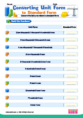 Converting Numbers Unit form to Standard Form