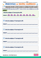 Multiples Of Whole Numbers