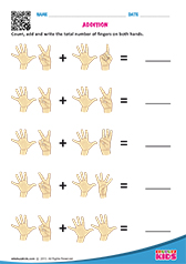 Math Addition with fingers worksheets Kindergarten