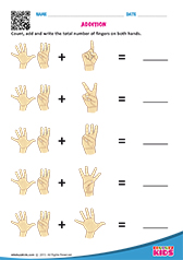 Math Addition With Fingers Worksheets for kids