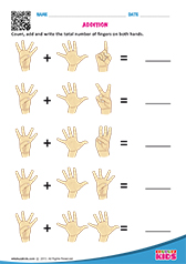 Math Addition With Fingers Worksheets for kids